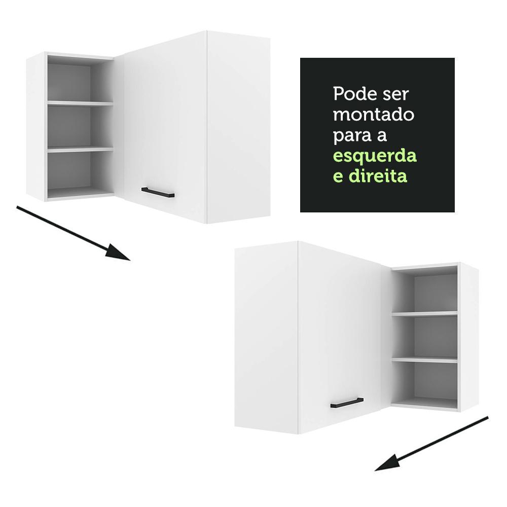 Armário de Cozinha Aéreo de Canto 1 Porta para linha de 60 cm de profundidade Branco Agata Madesa
