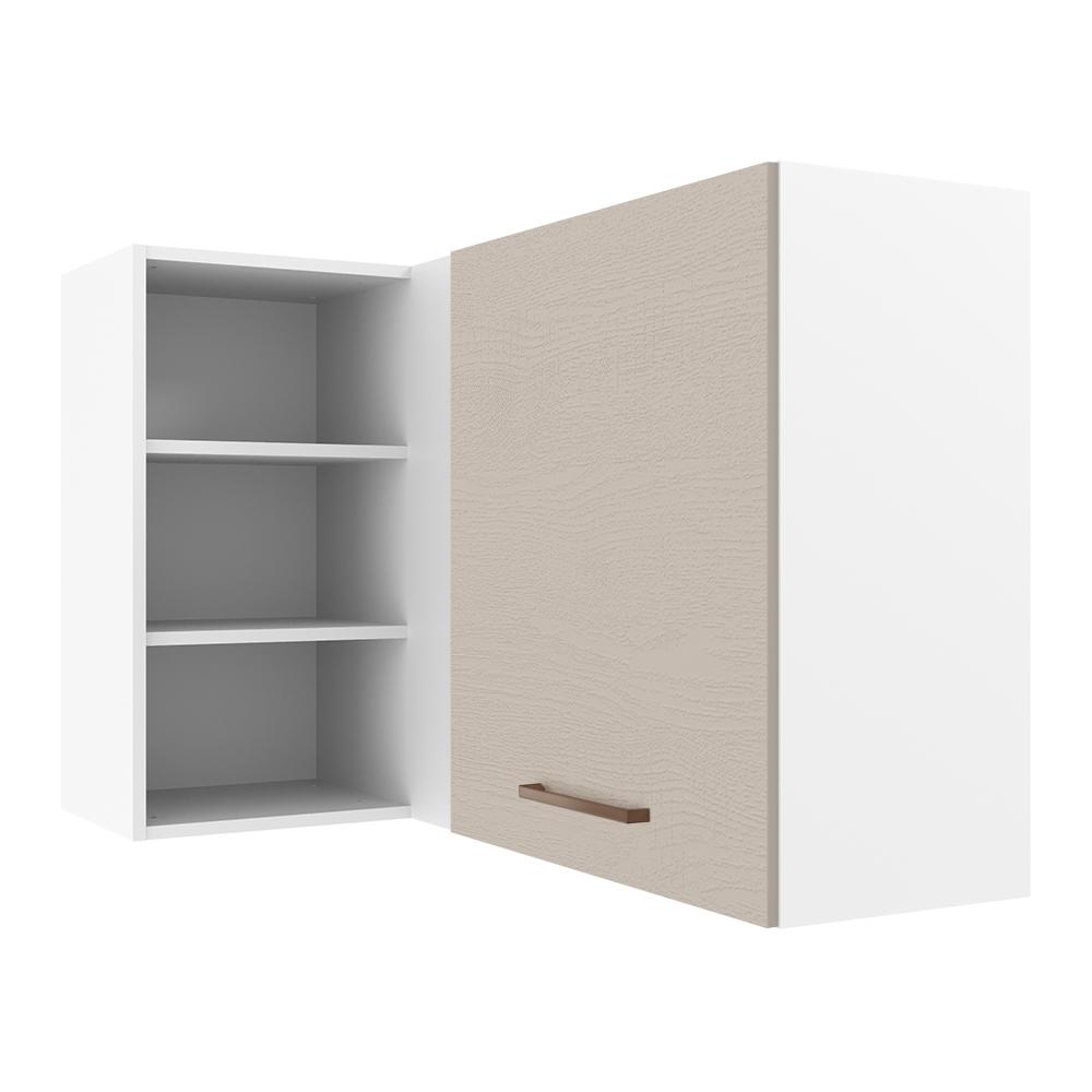 Armário de Cozinha Aéreo de Canto 1 Porta para linha de 60 cm de profundidade Branco/Crema Agata Madesa