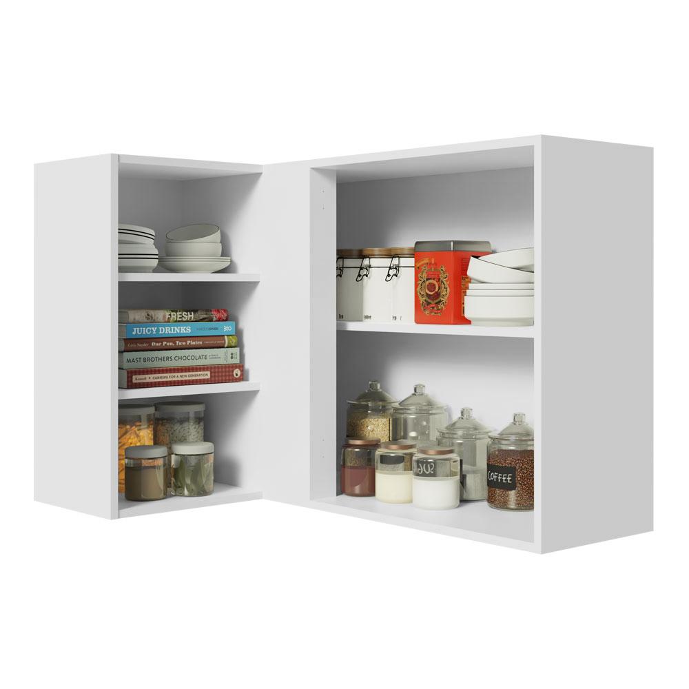 Armário de Cozinha Aéreo de Canto 1 Porta para linha de 60 cm de profundidade Branco/Crema Agata Madesa