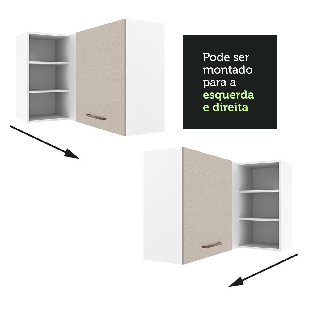 Armário de Cozinha Aéreo de Canto 1 Porta para linha de 60 cm de profundidade Branco/Crema Agata Madesa