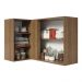 Armário de Cozinha Aéreo de Canto 1 Porta para linha de 60 cm de profundidade Rustic/Branco Agata Madesa