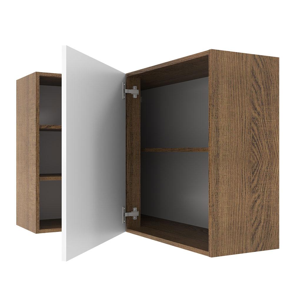Armário de Cozinha Aéreo de Canto 1 Porta para linha de 60 cm de profundidade Rustic/Branco Agata Madesa