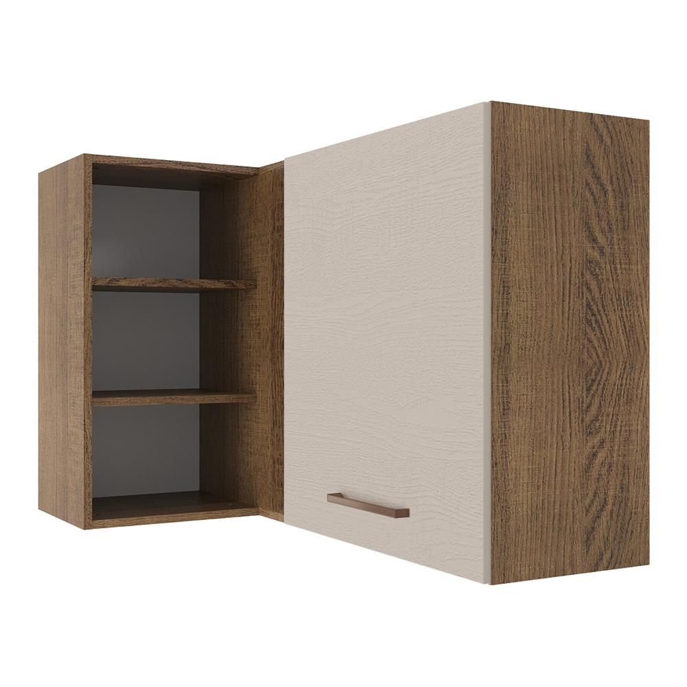 Armário de Cozinha Aéreo de Canto 1 Porta para linha de 60 cm de profundidade Rustic/Crema Agata Madesa