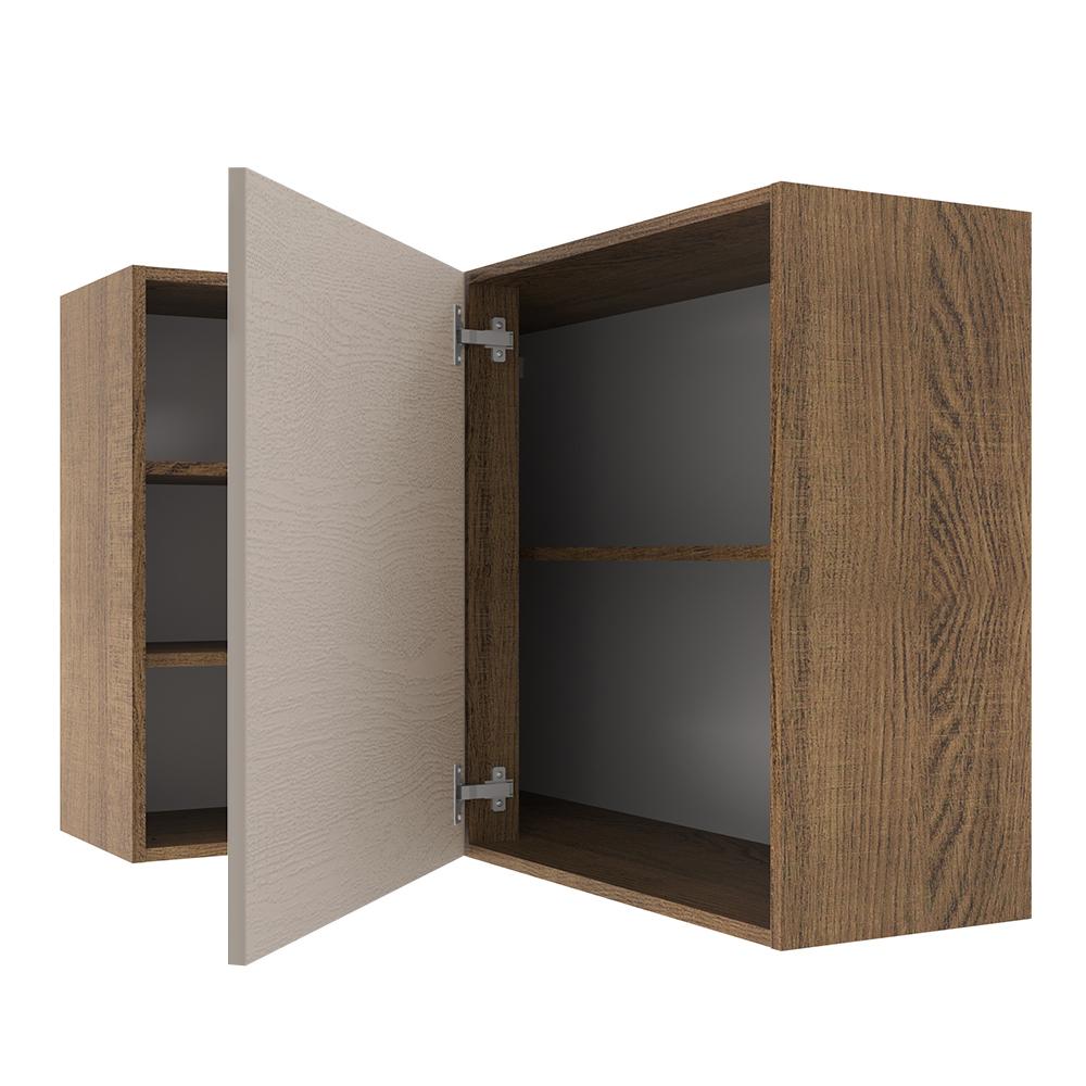 Armário de Cozinha Aéreo de Canto 1 Porta para linha de 60 cm de profundidade Rustic/Crema Agata Madesa