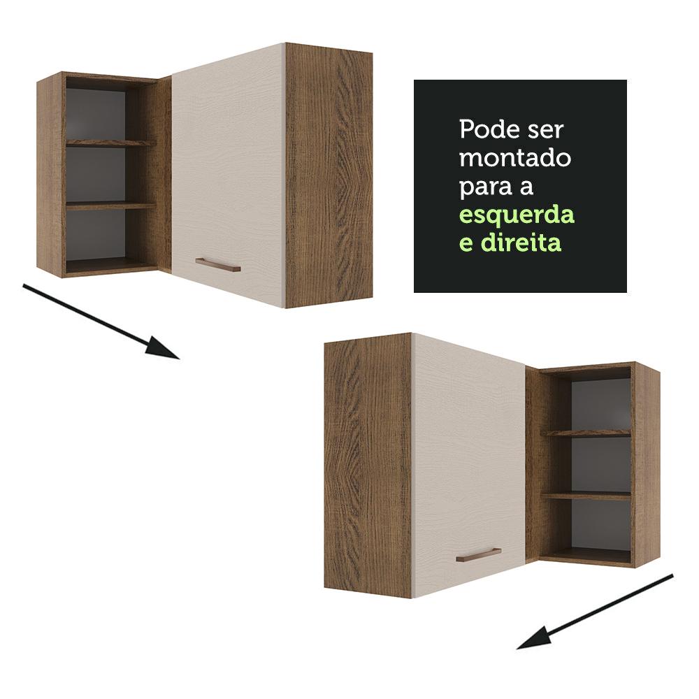 Armário de Cozinha Aéreo de Canto 1 Porta para linha de 60 cm de profundidade Rustic/Crema Agata Madesa