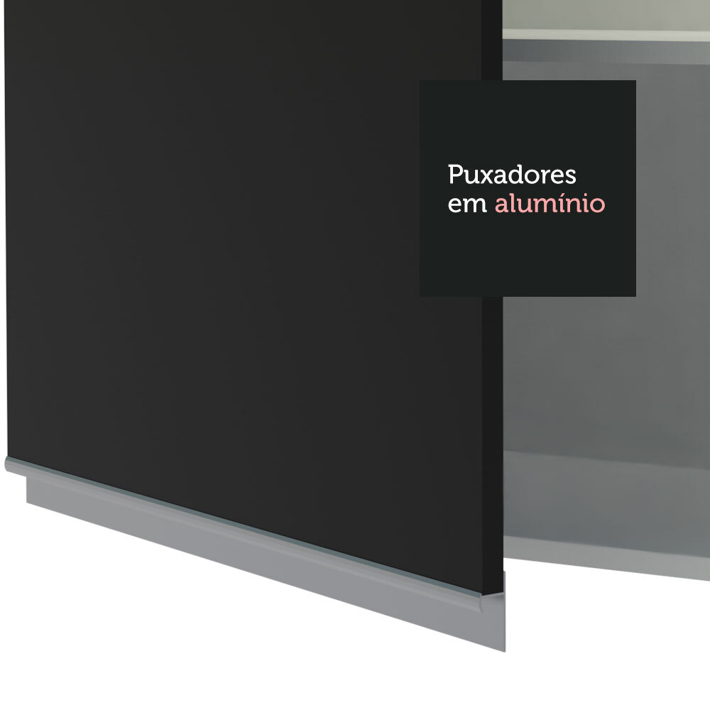 Armário de Cozinha Aéreo de Canto 100% MDF 1 Porta Branco/Preto Acordes Madesa
