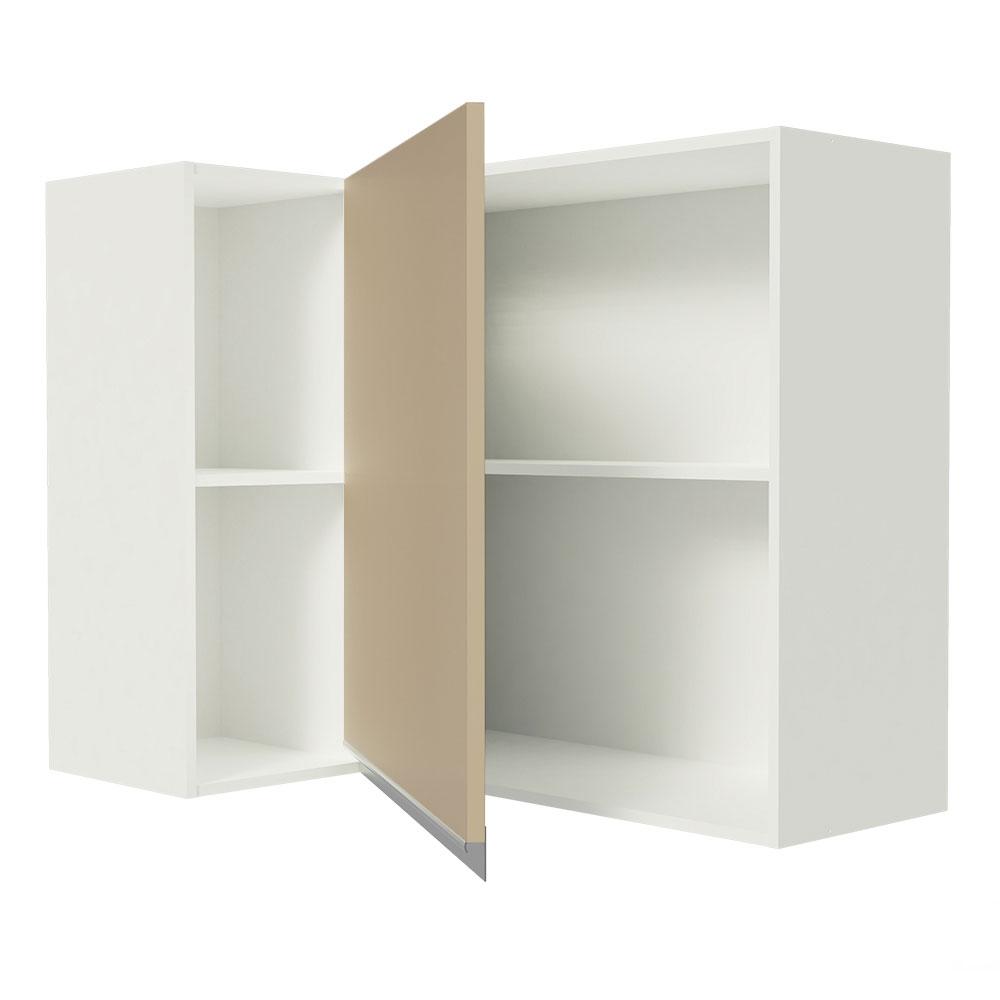 Armário de Cozinha Aéreo de Canto 100% MDF com 1 Porta e Adega Branco/Crema Smart Madesa
