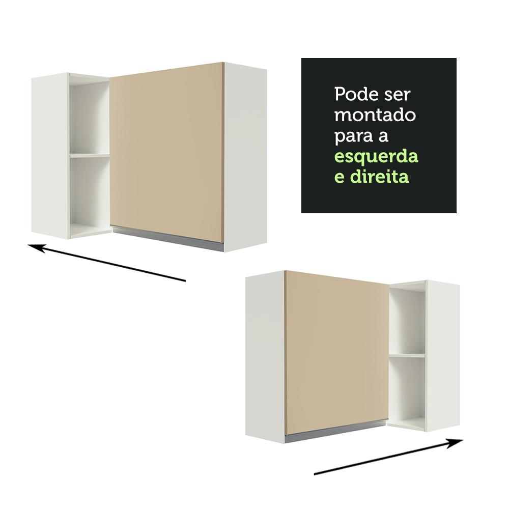 Armário de Cozinha Aéreo de Canto 100% MDF com 1 Porta e Adega Branco/Crema Smart Madesa