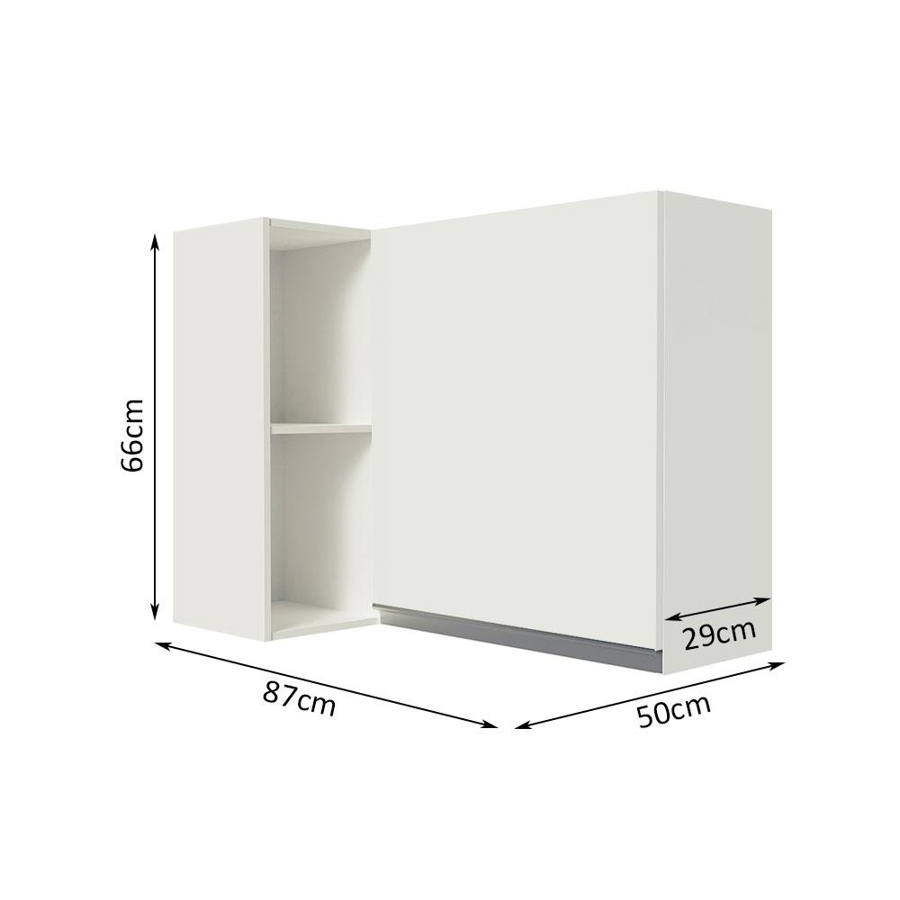 Armário de Cozinha Aéreo de Canto 100% MDF com Adega Branco Smart Madesa