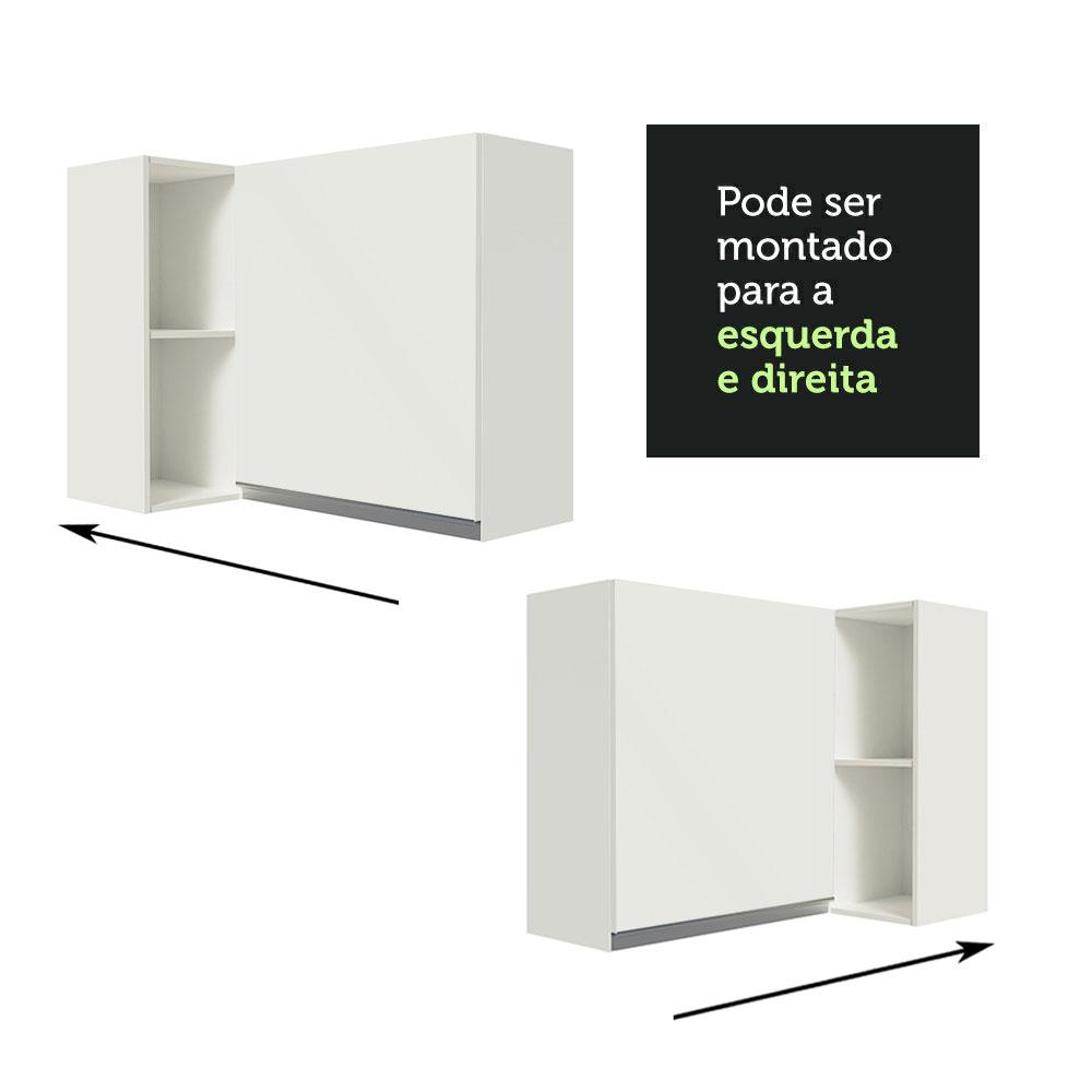 Armário de Cozinha Aéreo de Canto 100% MDF com Adega Branco Smart Madesa