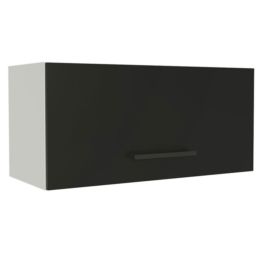 Armário de Cozinha Aéreo de Cozinha 70 cm 1 Porta Basculante Branco/Preto Agata Madesa