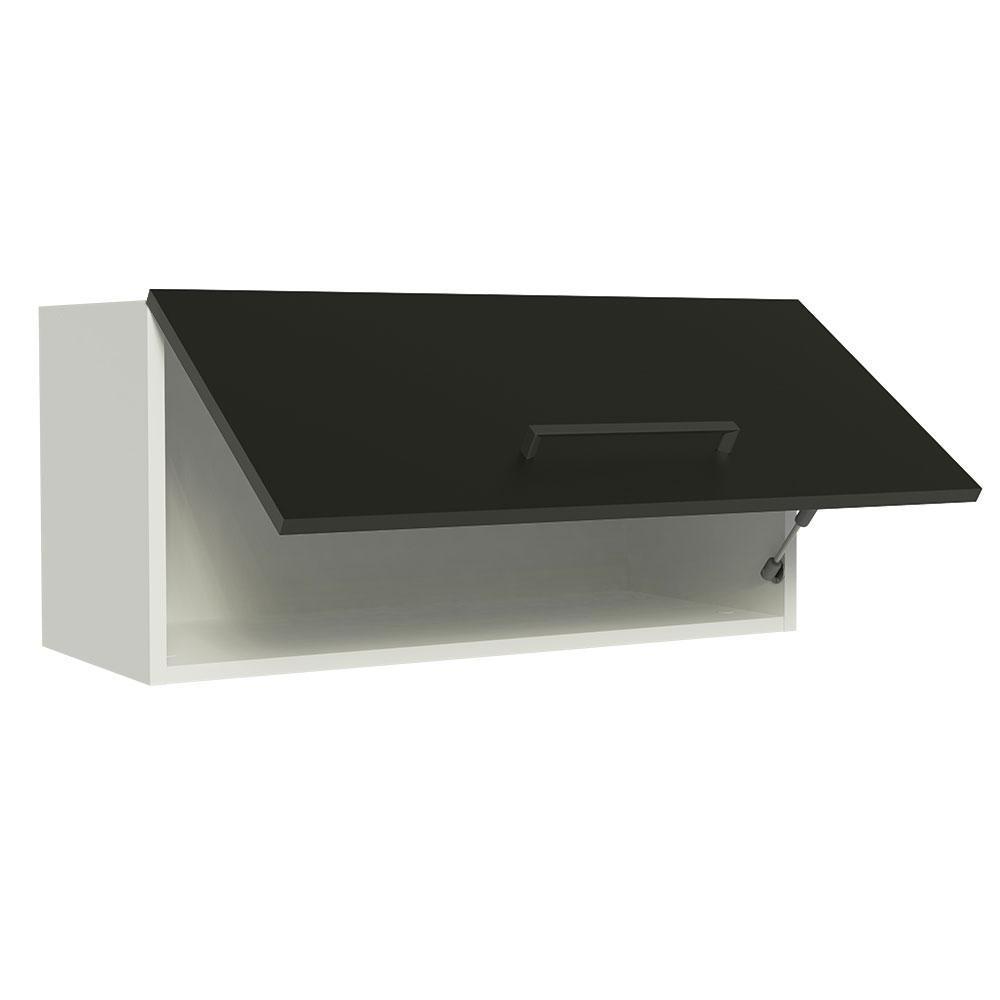 Armário de Cozinha Aéreo de Cozinha 70 cm 1 Porta Basculante Branco/Preto Agata Madesa
