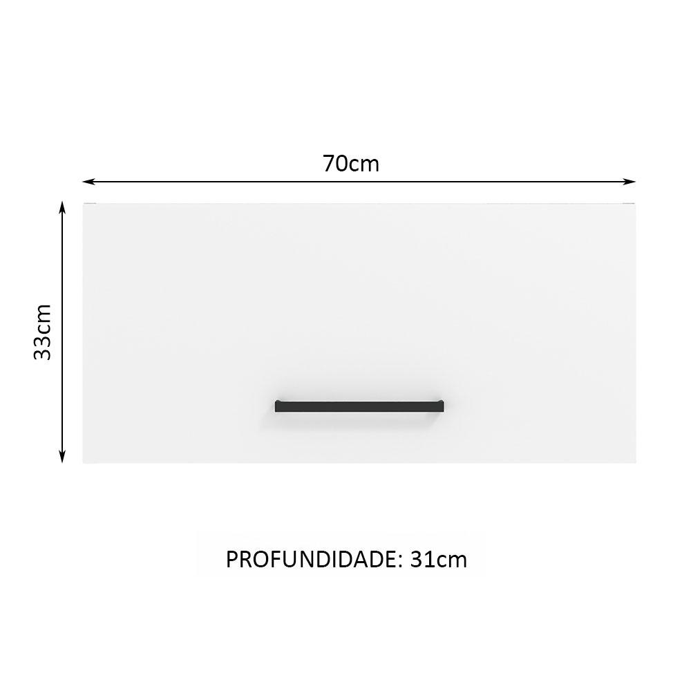 Armário de Cozinha Aéreo de Cozinha 70 cm 1 Porta Basculante Rustic/Branco Agata Madesa