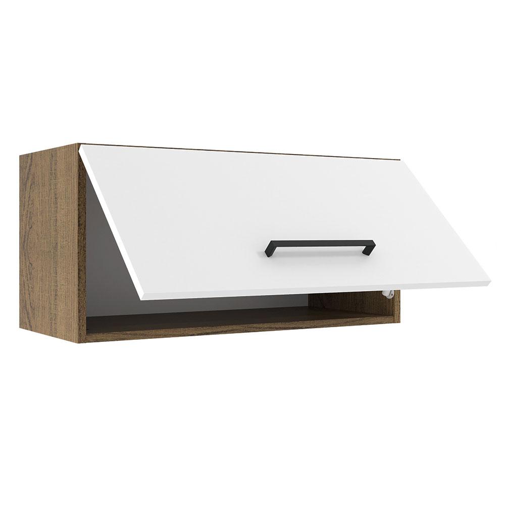 Armário de Cozinha Aéreo de Cozinha 70 cm 1 Porta Basculante Rustic/Branco Agata Madesa