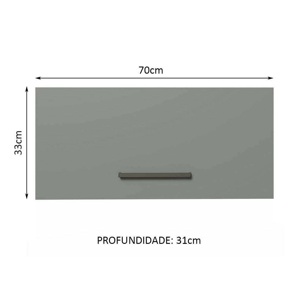 Armário de Cozinha Aéreo de Cozinha 70 cm 1 Porta Basculante Rustic/Cinza Agata Madesa