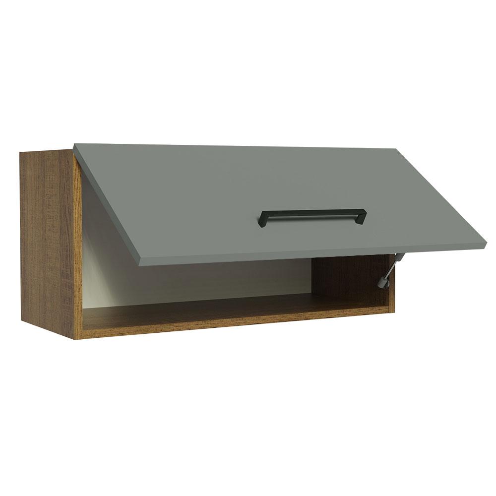 Armário de Cozinha Aéreo de Cozinha 70 cm 1 Porta Basculante Rustic/Cinza Agata Madesa