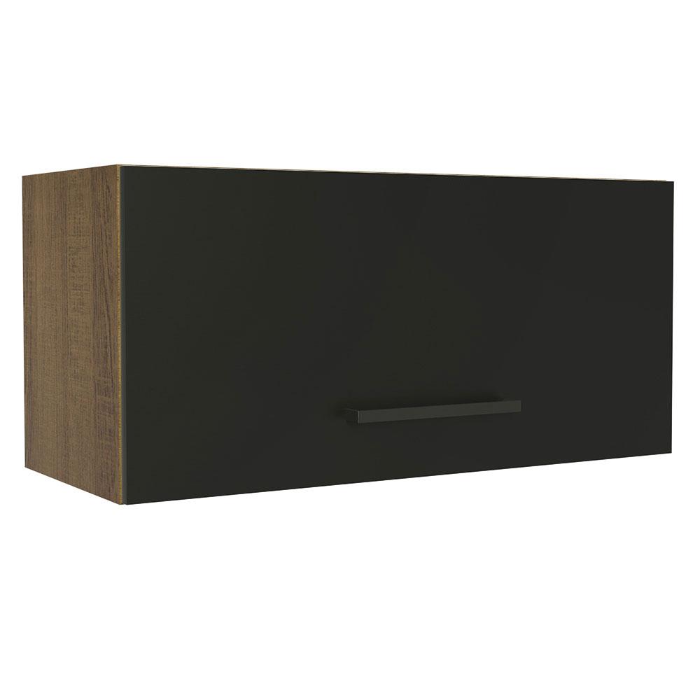 Armário de Cozinha Aéreo de Cozinha 70 cm 1 Porta Basculante Rustic/Preto Agata Madesa
