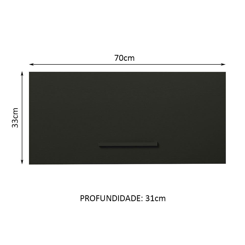 Armário de Cozinha Aéreo de Cozinha 70 cm 1 Porta Basculante Rustic/Preto Agata Madesa