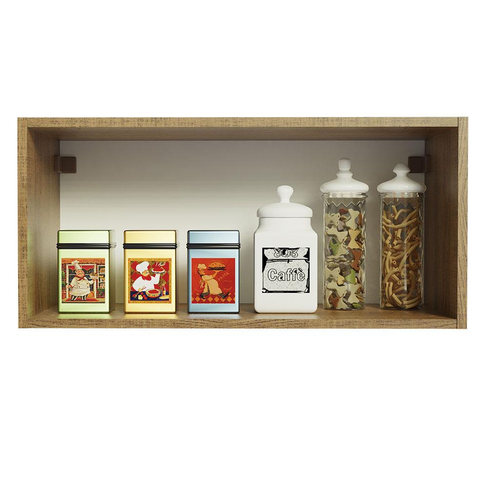 Armário de Cozinha Aéreo de Cozinha 70 cm 1 Porta Basculante Rustic/Preto Agata Madesa