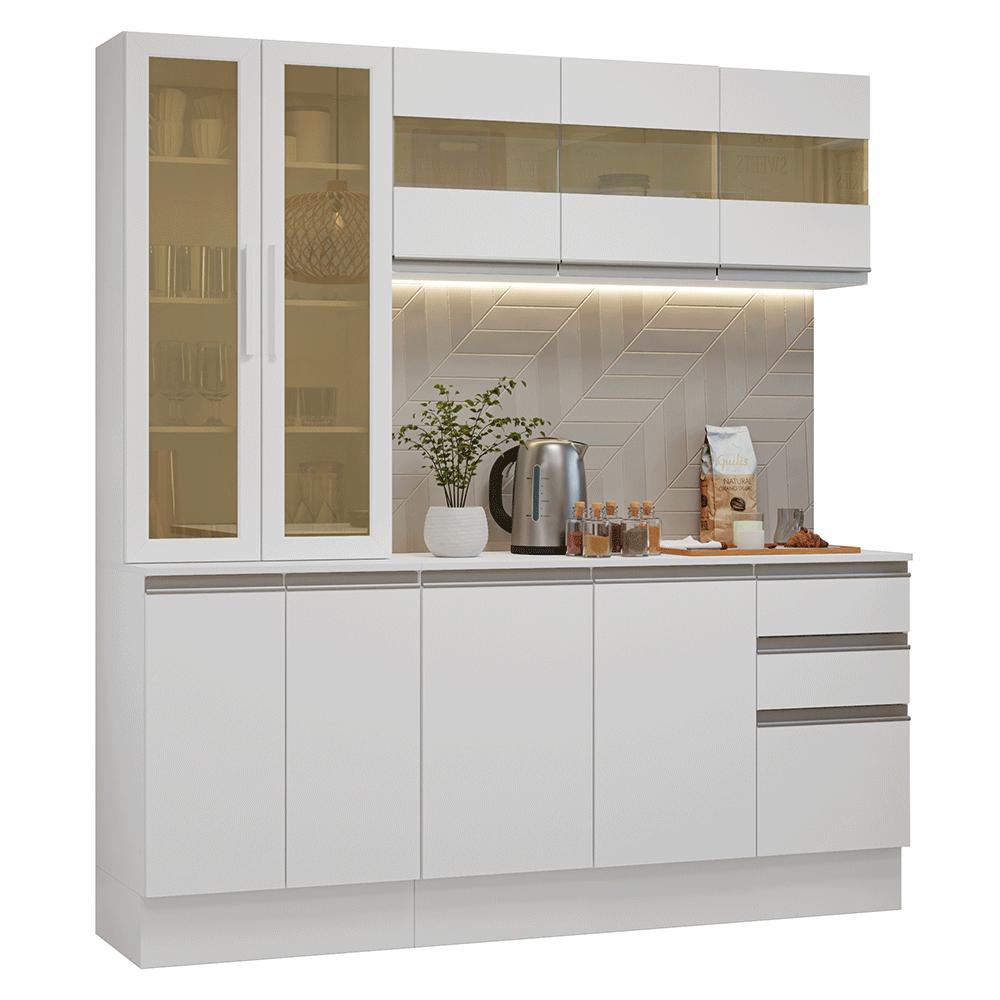 Armário de Cozinha Compacta 100% MDF 180 cm Branco Smart Madesa 03