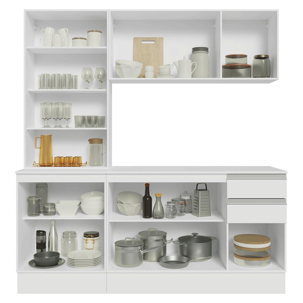 Armário de Cozinha Compacta 100% MDF 180 cm Branco Smart Madesa 03