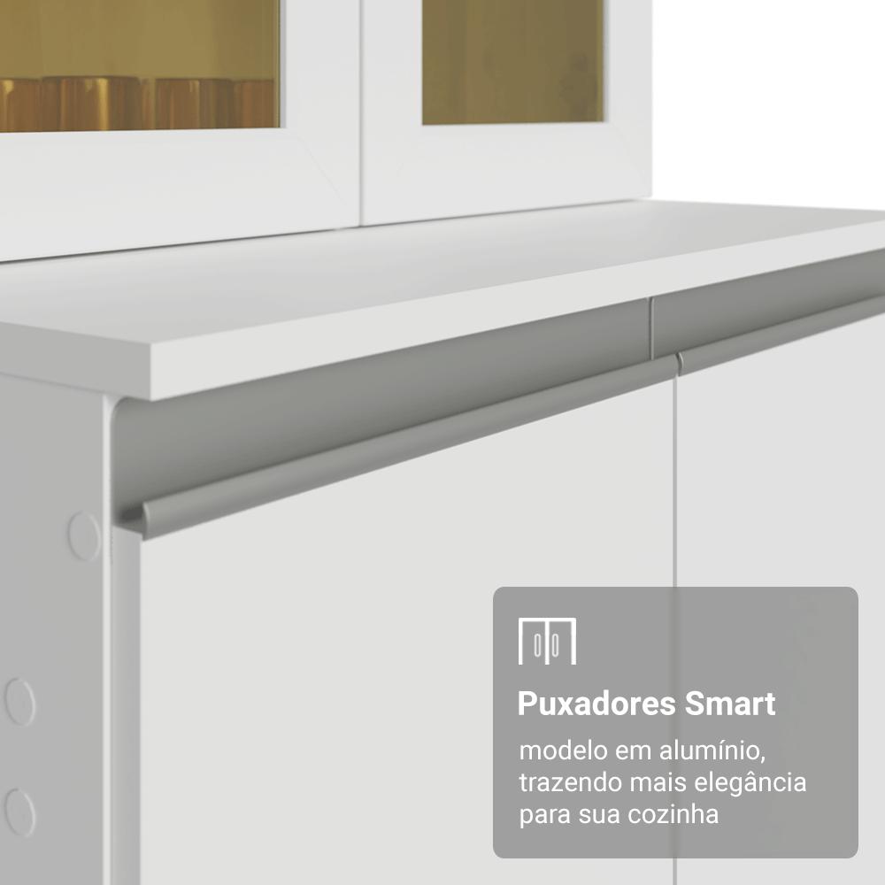 Armário de Cozinha Compacta 100% MDF 180 cm Branco Smart Madesa 03