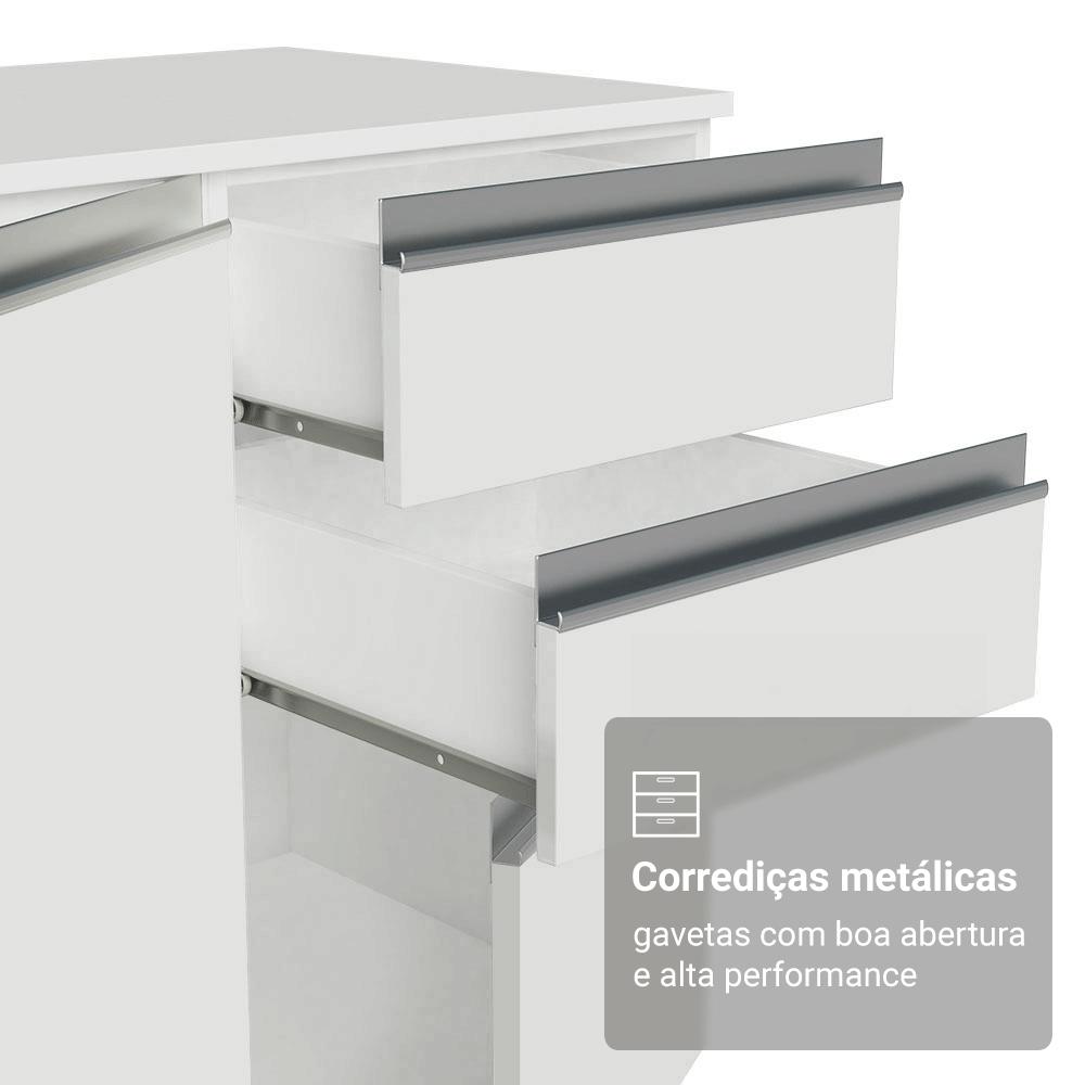 Armário de Cozinha Compacta 100% MDF 180 cm Branco Smart Madesa 03