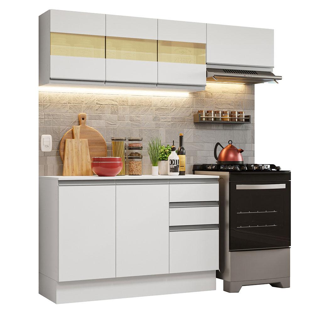 Armário de Cozinha Compacta 100% MDF 180cm Branco Smart Madesa 03