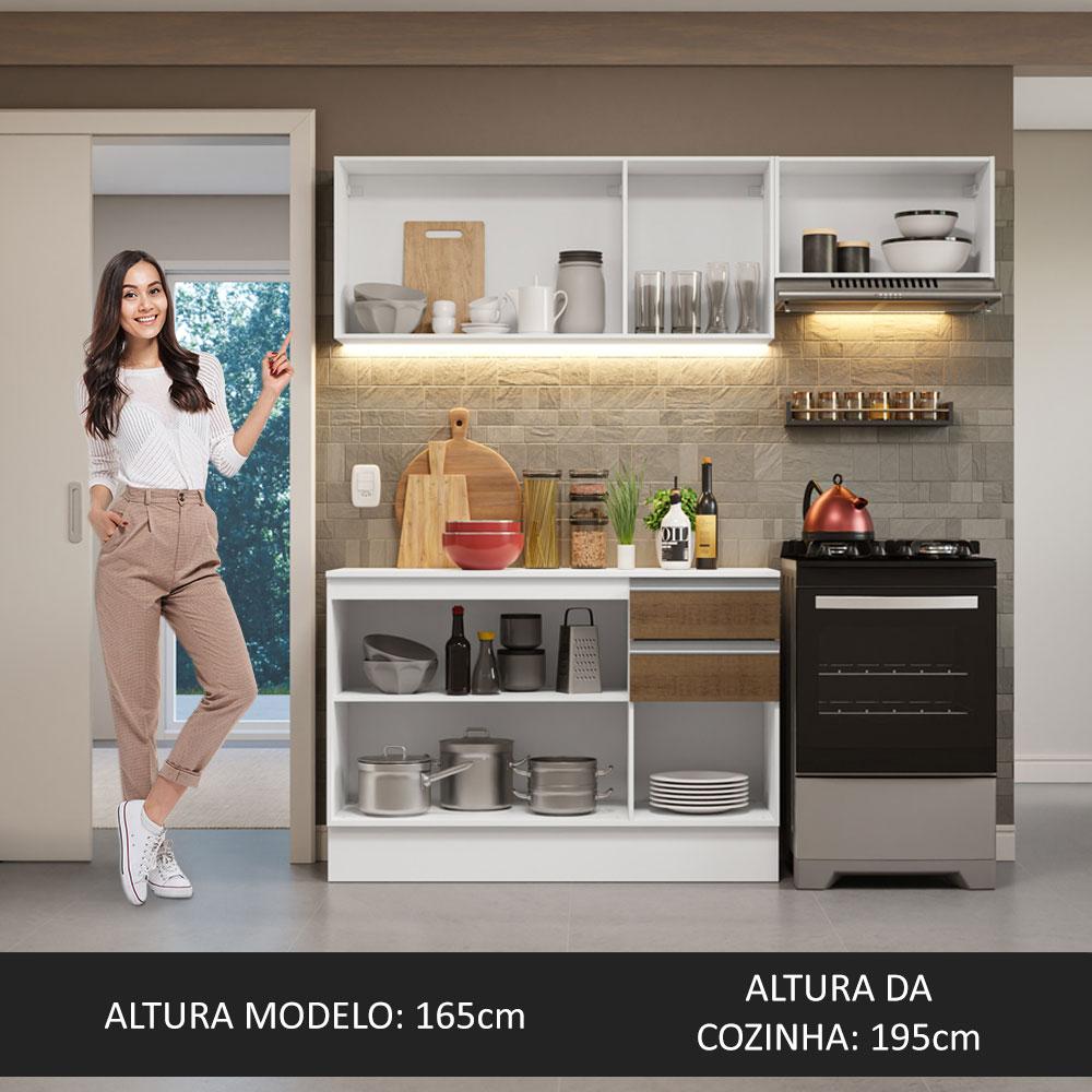 Armário de Cozinha Compacta 100% MDF 180cm Branco/Rustic/Crema Smart Madesa 03