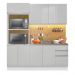 Armário de Cozinha Compacta 100% MDF Madesa Acordes XB190001 com Balcão e Torre Portas Branco Brilho