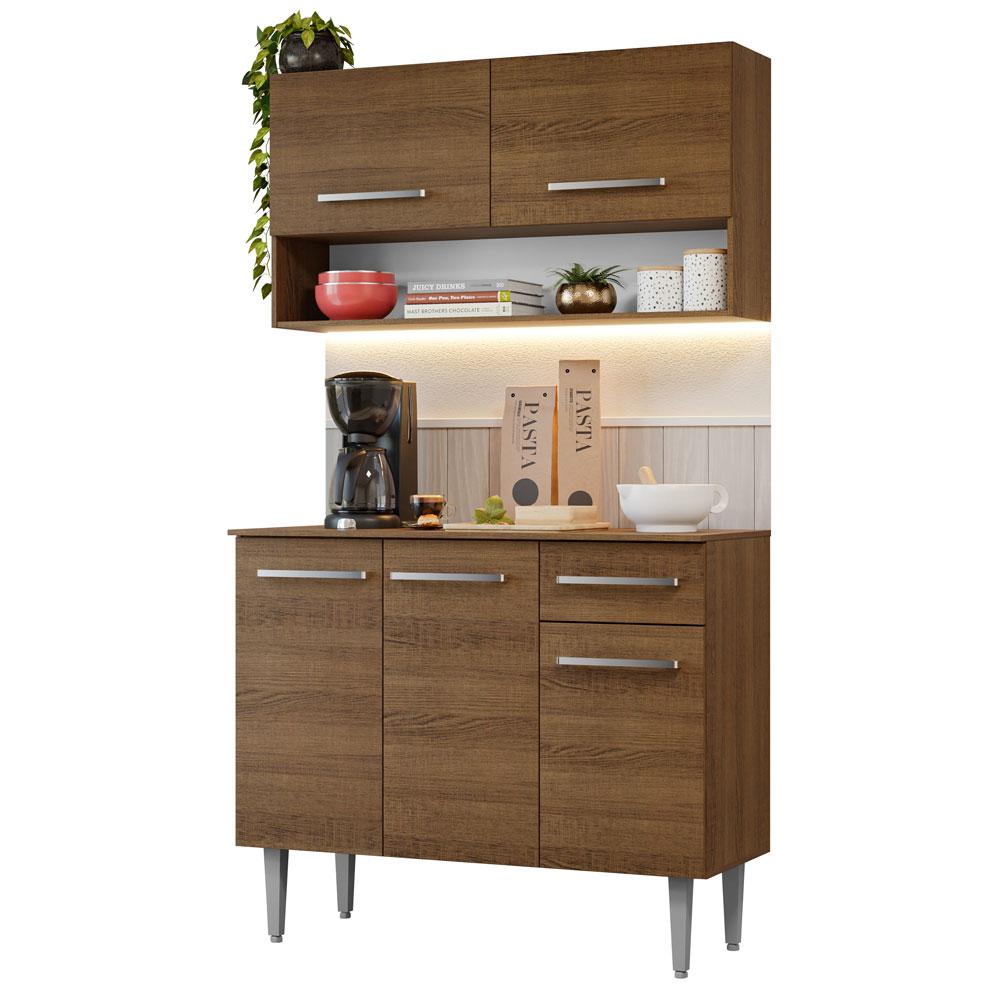 Armário de Cozinha Compacta 105cm Rustic Emilly Madesa 03