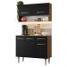 Armário de Cozinha Compacta 105cm Rustic/Preto Emilly Madesa 03