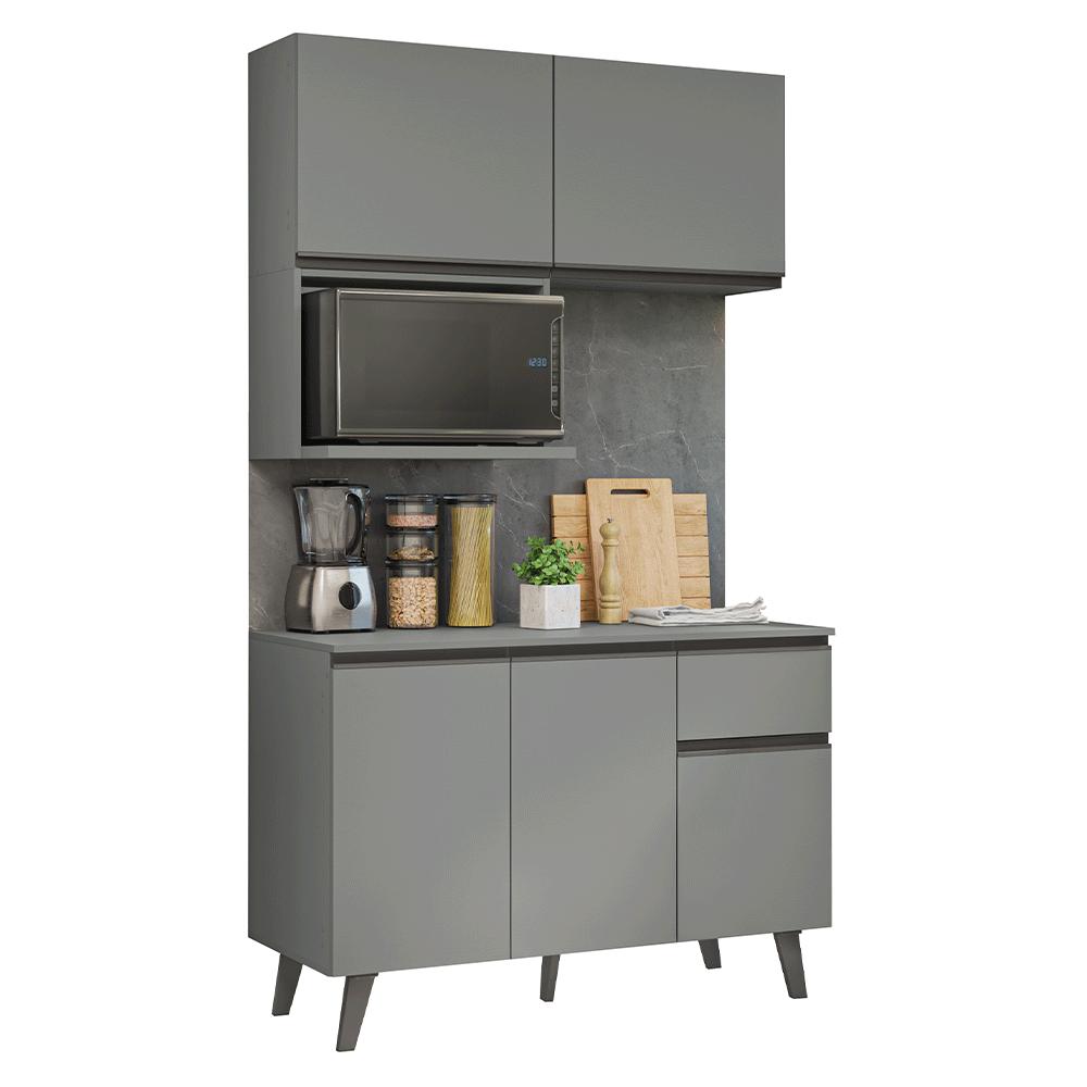 Armário de Cozinha Compacta 120 cm Cinza Nice Madesa 05