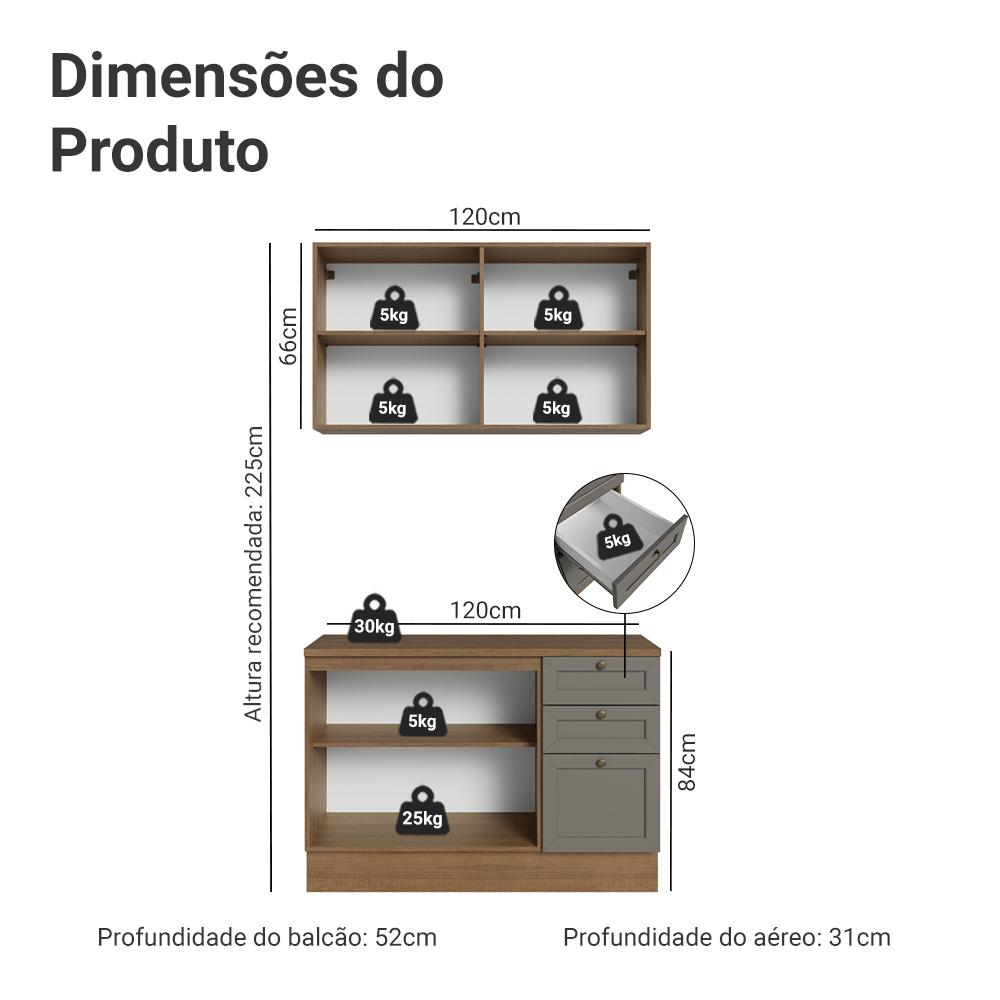 Armário de Cozinha Compacta 120 cm RC Vik Madesa 01