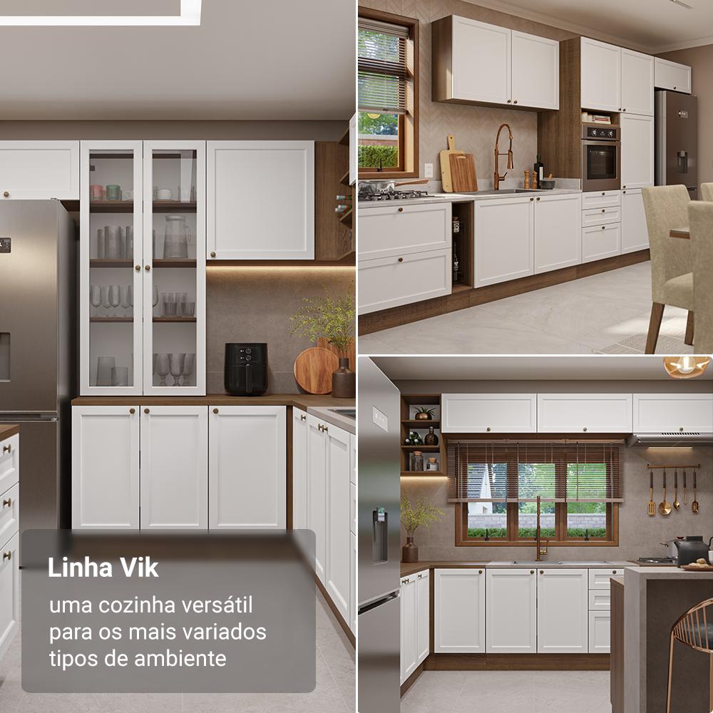 Armário de Cozinha Compacta 120 cm Rustic/Branco Vik Madesa 01