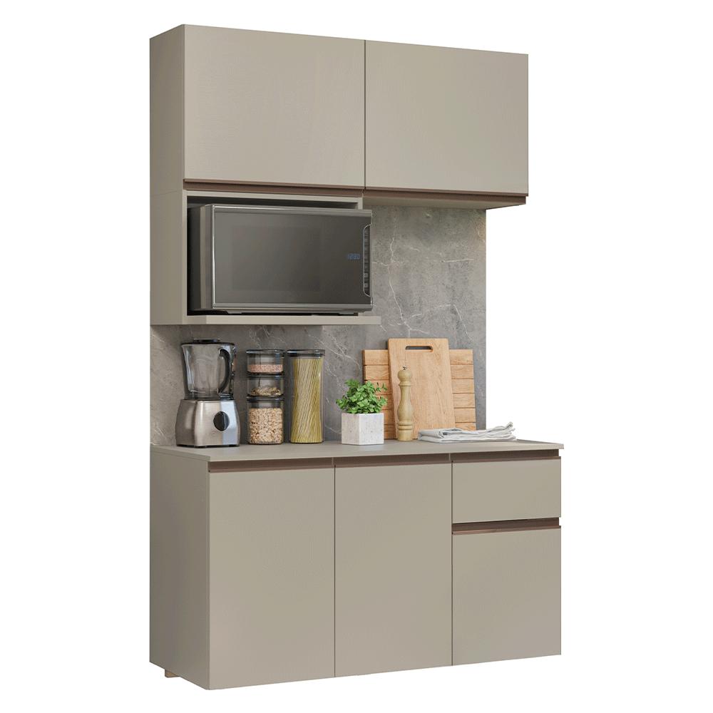 Armário de Cozinha Compacta 120 cm Suspensa Crema Nice Madesa 06