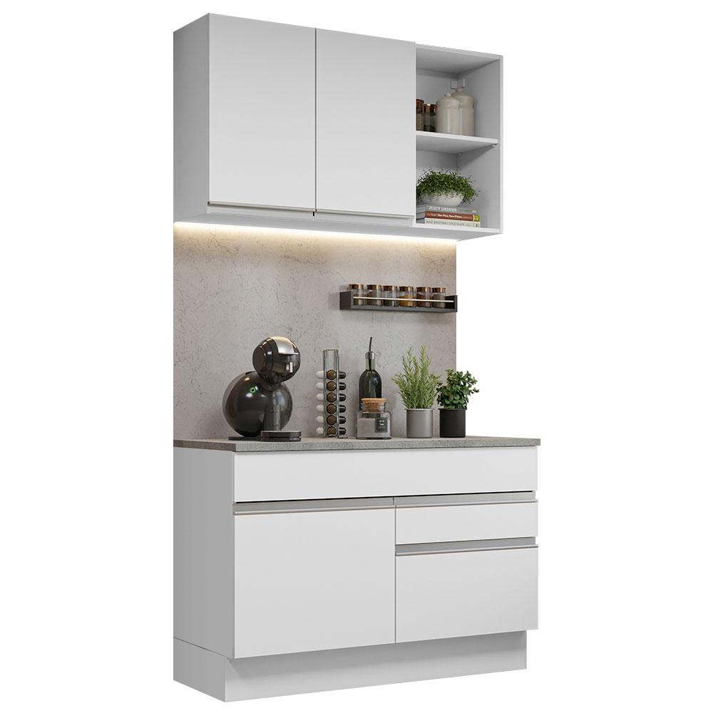 Armário de Cozinha Compacta 120cm Branco Glamy Madesa 08