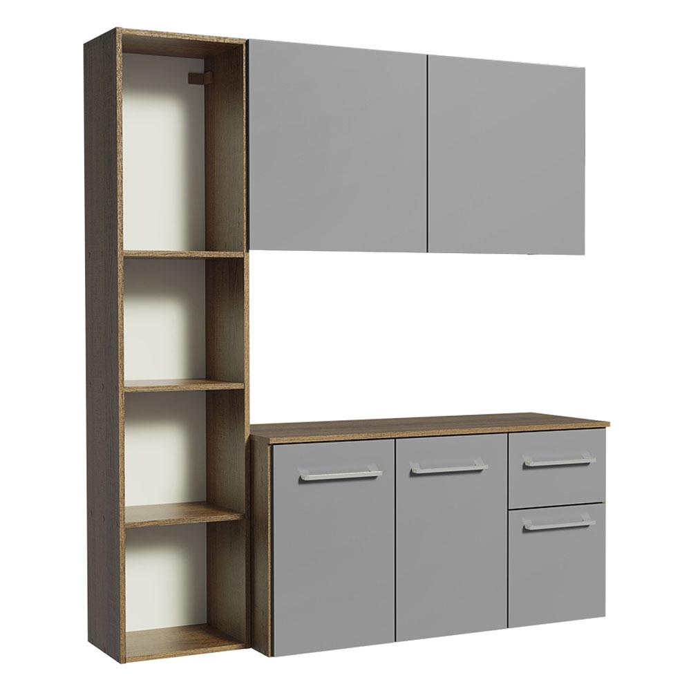 Armário de Cozinha Compacta 120cm Rustic/Cinza Easy Madesa