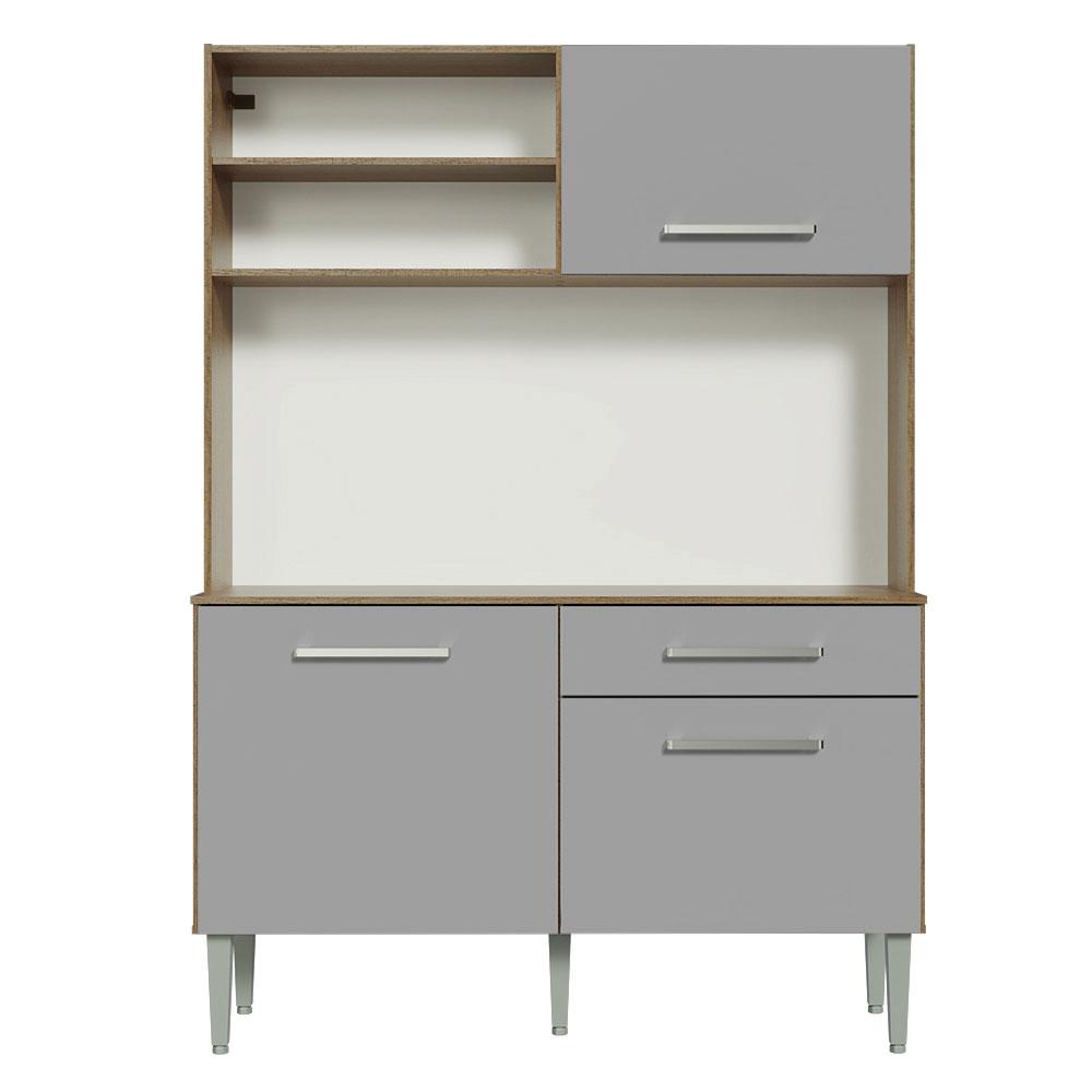 Armário de Cozinha Compacta 120cm Rustic/Cinza Life Madesa