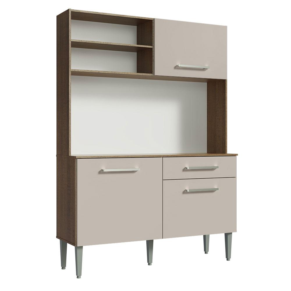 Armário de Cozinha Compacta 120cm Rustic/Crema Life Madesa