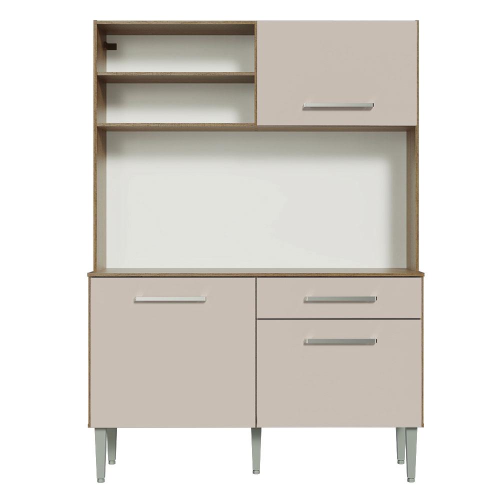 Armário de Cozinha Compacta 120cm Rustic/Crema Life Madesa