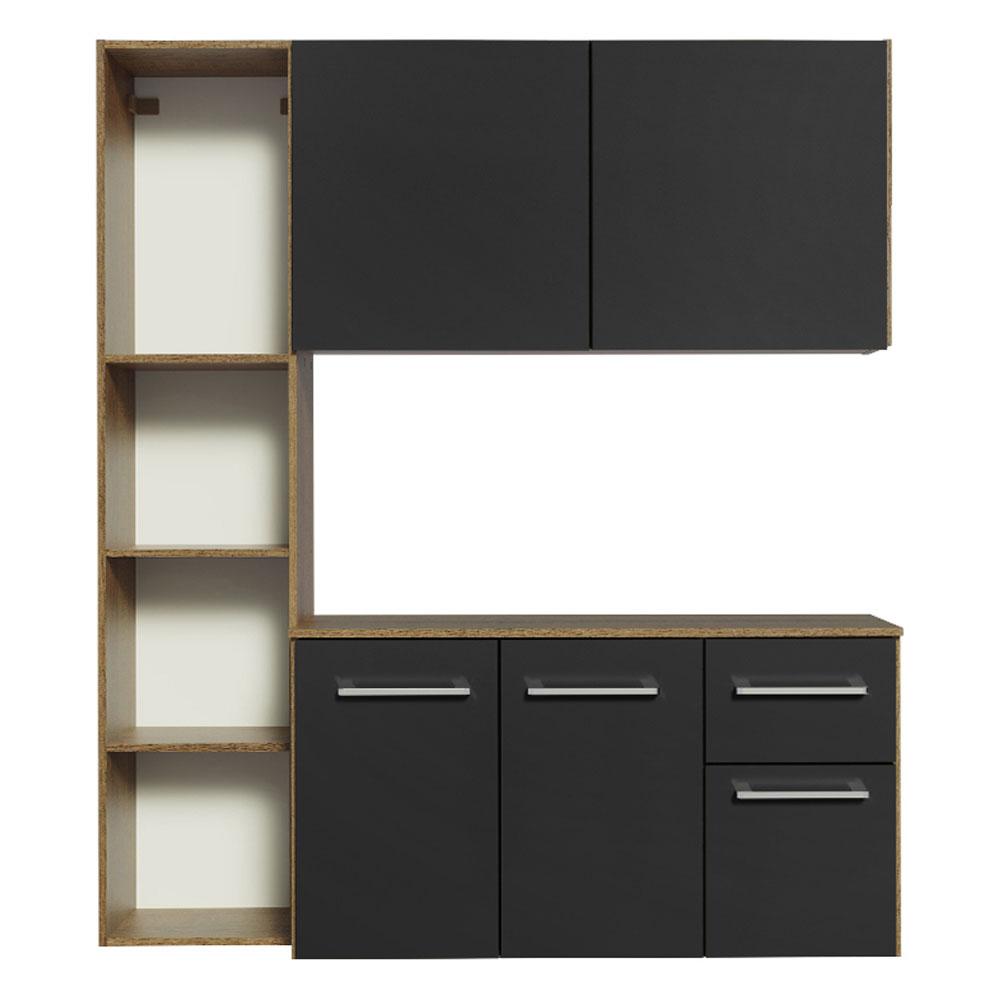 Armário de Cozinha Compacta 120cm Rustic/Preto Easy Madesa