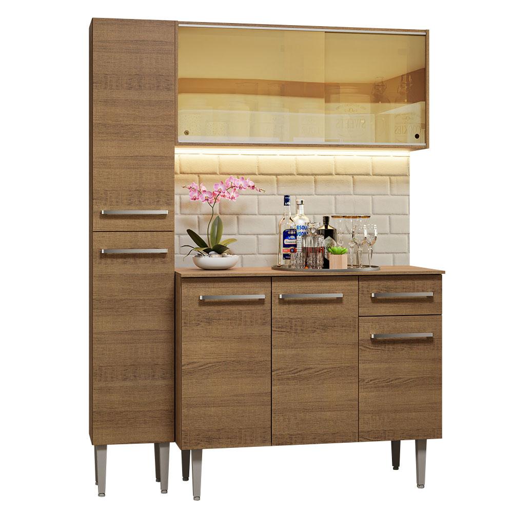 Armário de Cozinha Compacta 137cm Rustic Emilly Madesa 06