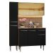 Armário de Cozinha Compacta 137cm Rustic/Preto Emilly Madesa 06