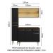Armário de Cozinha Compacta 137cm Rustic/Preto Emilly Madesa 06