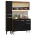 Armário de Cozinha Compacta 137cm Rustic/Preto Emilly Madesa 09