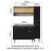 Armário de Cozinha Compacta 137cm com Pia Rustic/Preto Emilly Madesa 10