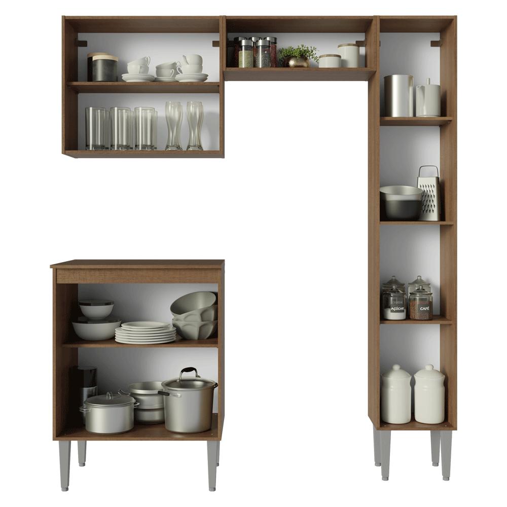 Armário de Cozinha Compacta 156 cm Rustic Emilly Madesa 02