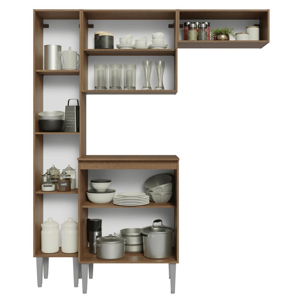 Armário de Cozinha Compacta 156 cm Rustic/Cinza Emilly Madesa 01
