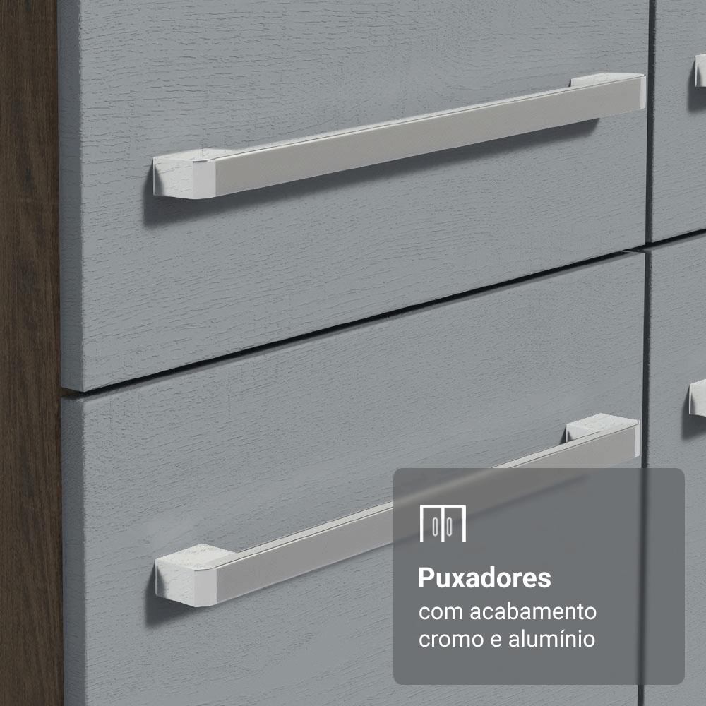 Armário de Cozinha Compacta 156 cm Rustic/Cinza Emilly Madesa 01